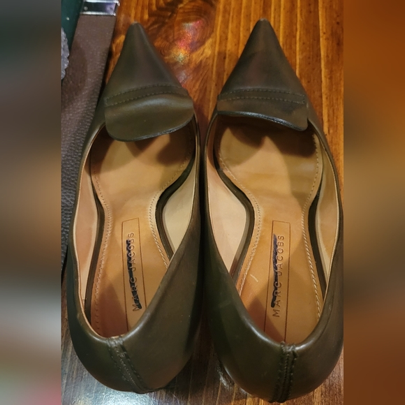 MARC JACOBS Olive Green LEATHER LOW KITTEN HEELS PUMPS - Picture 2 of 8